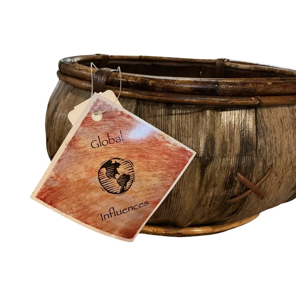 Global Influences 1997 Medium Tacong Bowl Woven Wood Basket 8.5